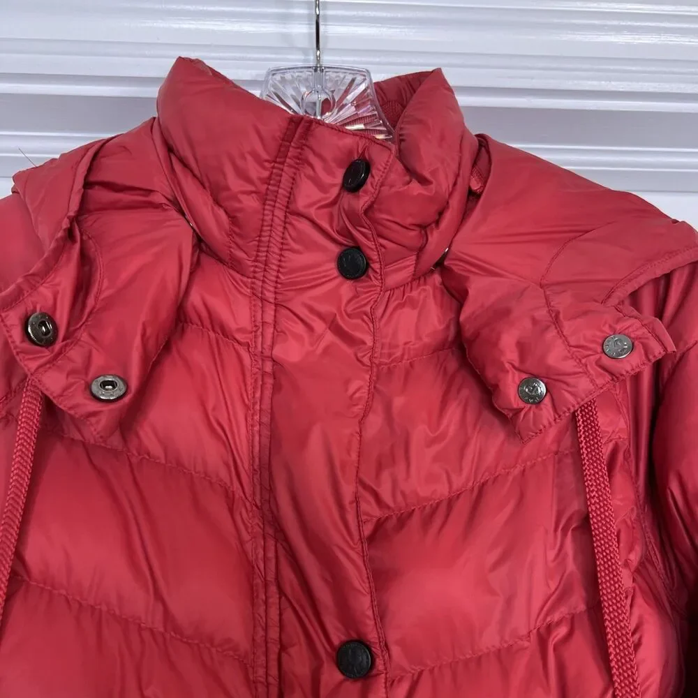 Women’s PAJAR Red Winter Puffer Jacket Duck Down Filled Hooded Small Canada Read